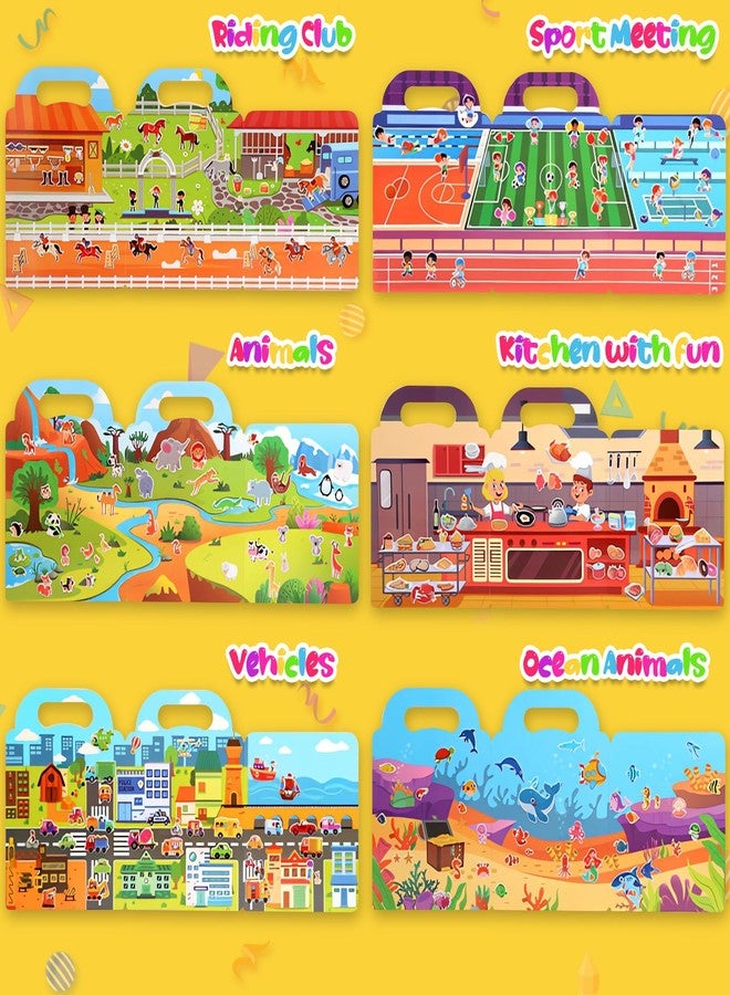 Lerifer 6 Sets Reusable Jelly Sticker Books for Toddlers 1-3, Sticker Books for Toddlers 2-4 Years, Toddler Travel Toys Activity Book, Encourages Creativity, Focus, and Fine Motor Skills - Image 2